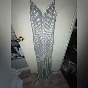 Silver and grey prom dress mermaid style